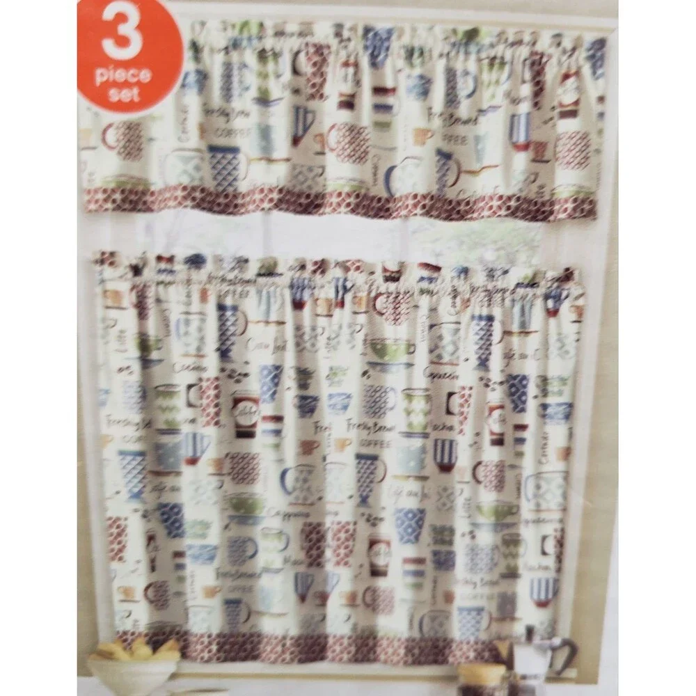 3pc. Rod Pocket Curtains Set (2 Tiers & Valance 60